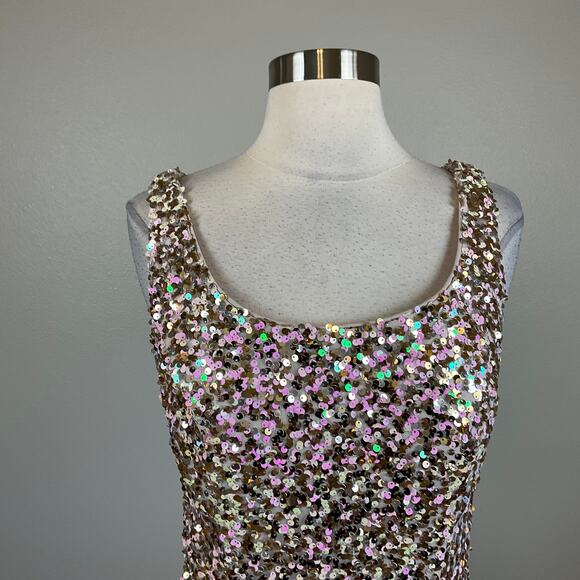 Alex Evenings Sequined Column Evening Gown Size 4 Pink and Gold Formal Dress - Picture 7 of 14